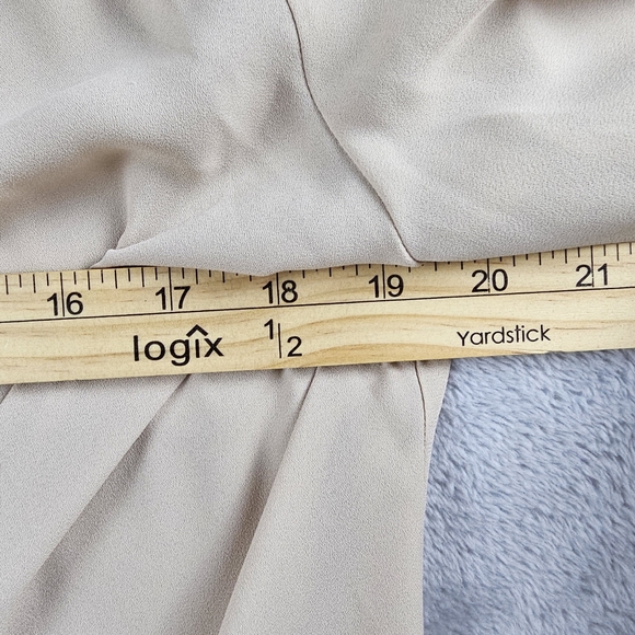 Ali Miles Button Down Blouse Beige XL Matte Sequins Shoulder Block Shoulders - Picture 7 of 10